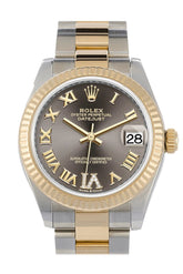 Rolex Datejust 31 Dark Grey Large Vi Set With Diamonds Dial Fluted Bezel 18K Yellow Gold Two Tone
