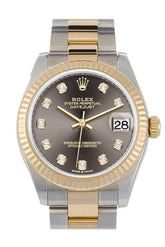 Rolex Datejust 31 Dark Grey Dial Fluted Bezel 18K Yellow Gold Two Tone Watch 278273