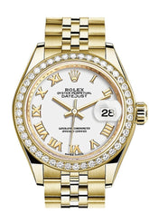 Rolex Datejust 28 White Roman Dial Diamond Bezel Jubilee Ladies Watch 279138Rbr / None