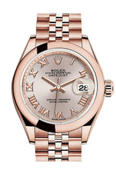 Rolex Datejust 28 Sundust Roman Dial Rose Gold Jubilee Ladies Watch 279165 / None