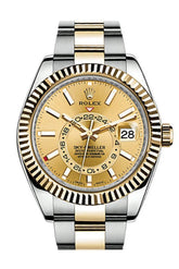 Rolex Sky Dweller Champagne Dial 18K Yellow Gold Tow Tone Oyster Mens Watch 326933