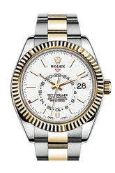 Rolex Sky Dweller White Dial 18K Yellow Gold Bezel Two Tone Oyster Mens Watch 326933