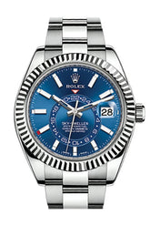 Rolex Sky Dweller Blue Dial 18K White Gold Bezel Steel Oyster Mens Watch 326934