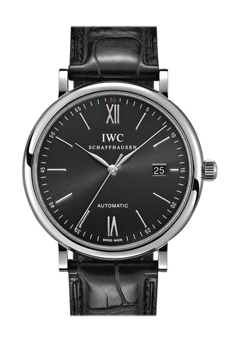 IWC Portofino on Strap 40 Black Dial Rose Gold Watch IW356502