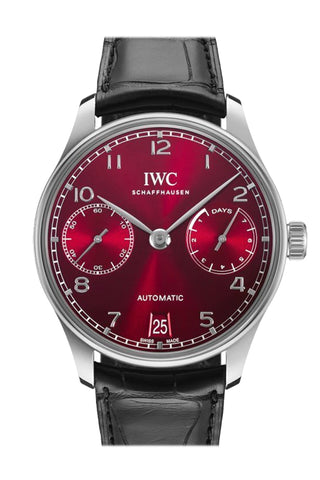 IWC Portuguese 7 Day Power Reserve SS 42 Red Dial Watch IW500714