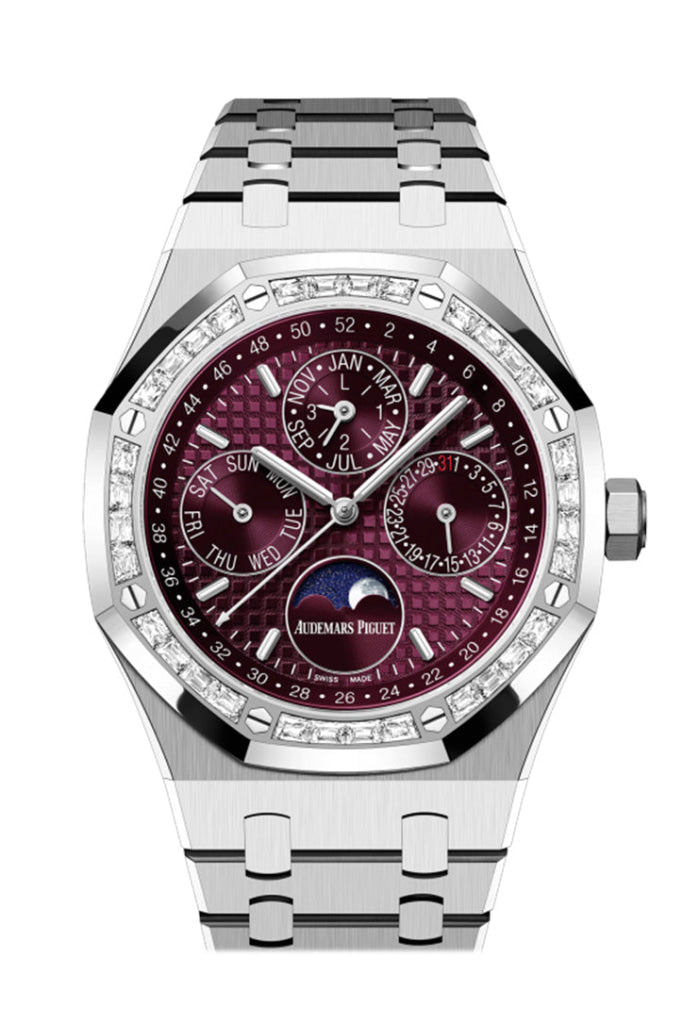 Audemars Piguet Royal Oak Purple Dial White Gold Diamond Bezel Watch 26598Bc.zz.1220Bc.01