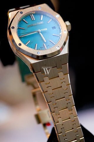 Audemars Piguet Royal Oak Yellow Gold Turquoise Dial Watch 15550BA.OO.1356BA.01