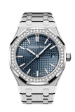 Audemars Piguet Royal Oak 34 Blue Dial Stainless Steel Diamond Bezel Watch 77451ST.ZZ.1361ST.04