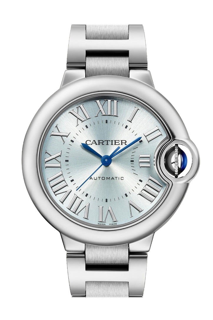 Cartier Ballon Bleu de Cartier Watch  33 mm Steel Case Blue Silvered Sunray-Brushed Dial  WSBB0062