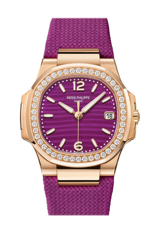 Patek Philippe Nautilus Diamonds Purple Dial Rose Gold Ladies Watch 7010R 7010R-013