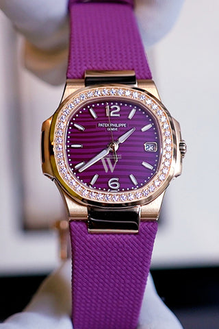 Patek Philippe Nautilus Diamonds Purple Dial Rose Gold Ladies Watch 7010R 7010R-013