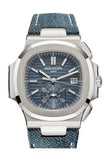 Patek Philippe Nautilus Flyback Chronograph White Gold Blue-Gray Dial Watch 5980/60G