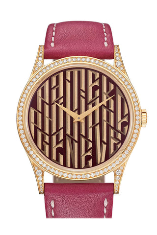 Patek Philippe Calatrava 38 Pink Typography Dial Diamond Watch 5077/100R-068