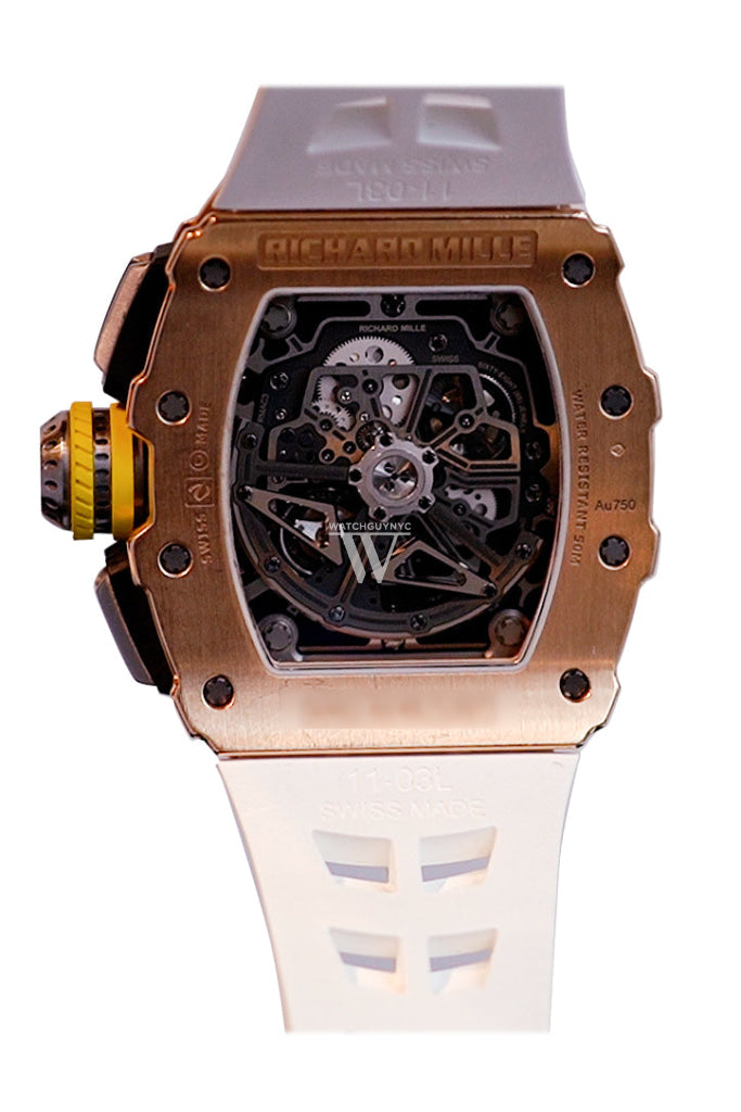 Richard Mille Flyback Chronograph Transparent Dial Rose Gold  Men's Watch RM11-03