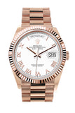 Rolex Day-Date 36 White Dial Fluted Bezel 18K Everose gold President Watch 128235 DC