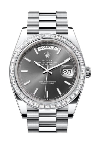 Rolex Day-Date 36 Slate Dial Diamond Bezel Platinum President Watch 228396TBR