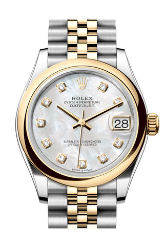 Rolex Datejust 31 White Mother Of Pearl Diamond Dial Yellow Gold Steel Jubilee Ladies Watch 278243