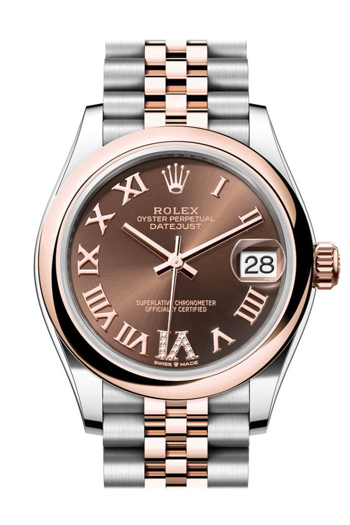 Rolex Datejust 31 Dark Grey Roman Diamond Dial Rose Gold Steel Jubilee Ladies Watch 278241