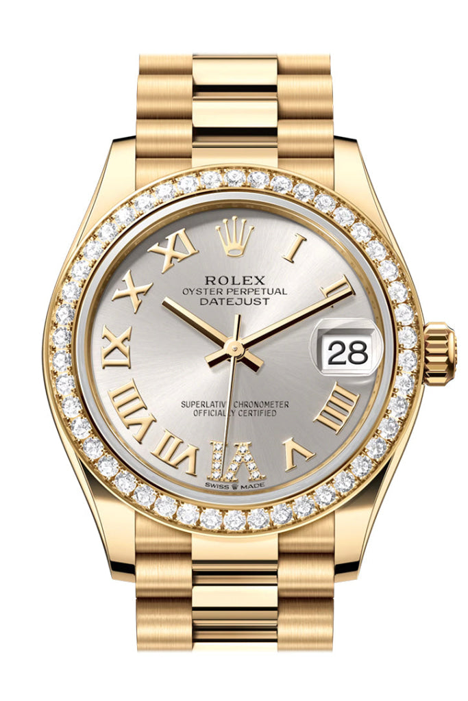 Rolex Datejust 31 Silver Roman Dial Diamond Bezel Yellow Gold Ladies Watch 278288Rbr 278288Rbr-0020