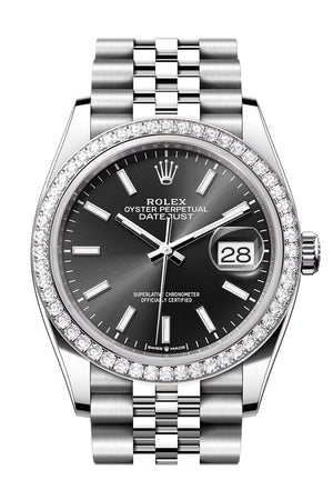 Rolex Datejust 36 Black Dial Diamond Bezel Jubilee Watch 126284RBR 126284RBR-0007
