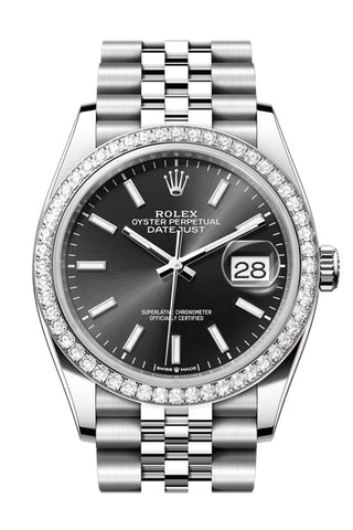 Rolex Datejust 36 Black Dial Diamond Bezel Jubilee Watch 126284Rbr 126284Rbr-0007