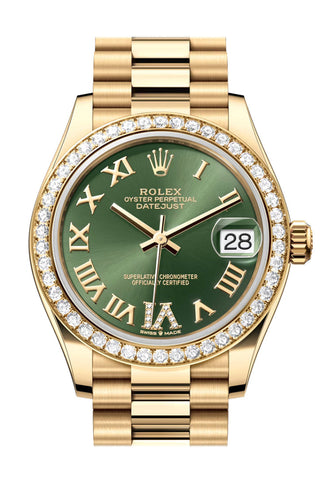 Rolex Datejust 31 Green Roman Diamond Dial Bezel Yellow Gold Ladies Watch 278288Rbr 278288Rbr-0024