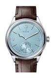 Rolex 1908 Blue Guilloche Rice Grain Motif Dial Divided Bezel Platinum Matt Brown Alligator Leather 39MM Bracelet 52506