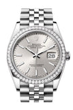 Rolex Datejust 36 Silver Dial Diamond Bezel Jubilee Watch 126284RBR 126284RBR-0005