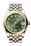 Rolex Datejust 31 Olive Green Roman diamond on 6 Dial Yellow Gold Steel Jubilee Ladies Watch 278243 278243-0016