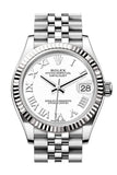 Rolex Datejust 31 White Roman Dial Fluted Bezel Jubilee Ladies Watch 278274 278274-0010
