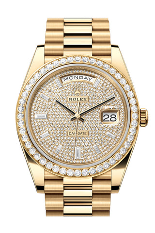 Rolex Day-Date 40 Diamond-Paved Dial Yellow Gold President Men’s Watch 228348Rbr 228348