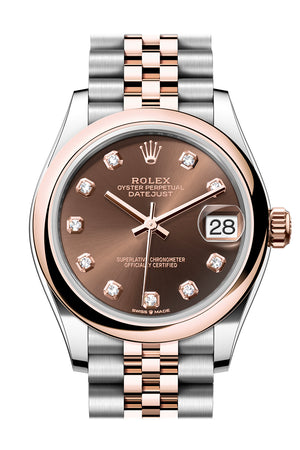 Rolex Datejust 31 Chocolate Diamond Dial Rose Gold Steel Jubilee Ladies Watch 278241 278241-0024