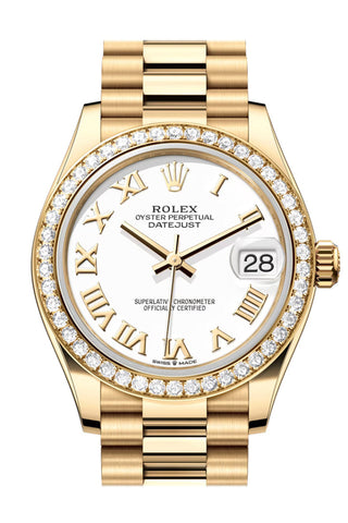 Rolex Datejust 31 White Roman Dial Diamond Bezel Yellow Gold Ladies Watch 278288Rbr 278288Rbr-0009