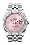Rolex Datejust 36 Pink Roman Dial Diamond Bezel Jubilee Watch 126284RBR 126284RBR-0023