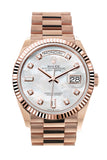Rolex Day-Date 36 Mother-of-pearl Diamond Dial Fluted Bezel 18K Everose gold President Watch 128235