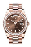 Rolex Day-Date 40 Chocolate Dial Diamond Bezel 18K Everose gold President Men's Watch 228345RBR