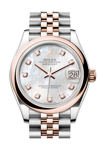 Rolex Datejust 31 Mother Of Pearl Diamond Dial Rose Gold Steel Jubilee Ladies Watch 278241