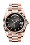 Rolex Day Date 40 Slate Ombre Dial Fluted Bezel Rose Gold President Bracelet 228235