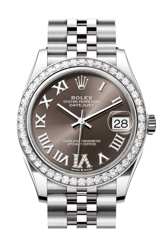 Rolex Datejust 31 Dark Grey Roman Diamond Dial Jubilee Ladies Watch 278384Rbr 278384Rbr-0032