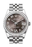 Rolex Datejust 31 Dark Grey Roman Diamond Dial Jubilee Ladies Watch 278384RBR 278384RBR-0032
