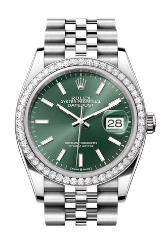 Rolex Datejust 36 Green Dial Diamond Bezel Jubilee Watch 126284Rbr 126284Rbr-0043