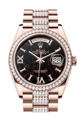 Rolex Day-Date 36 Eisenkiesel Dial Diamond Bezel 18K Everose Gold Diamond President Watch 128345RBR