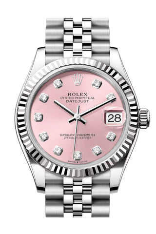 Rolex Datejust 31 Pink Diamond Dial Fluted Bezel Jubilee Ladies Watch 278274 278274-0032