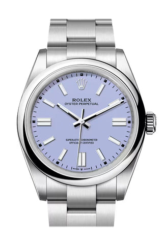 Rolex 134300-0012 Oyster Perpetual 41 LAVENDER Dial SMOOTH Bezel STEEL OYSTER Bracelet