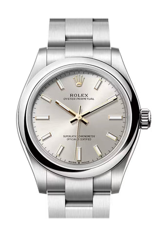 Rolex 277200-0001 Oyster Perpetual 31 SILVER Dial SMOOTH Bezel STEEL OYSTER Bracelet