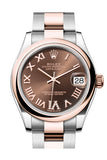 Rolex Datejust 31 Chocolate Roman Diamond Set on 6 Dial Rose Gold Steel Ladies Watch 278241 278241-0003