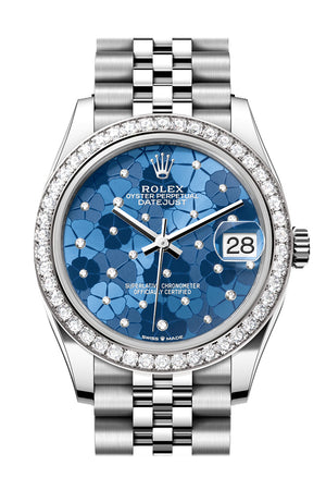 Rolex Datejust 31 Azzurro Blue floral Motif Diamond Dial Jubilee Ladies Watch 278384RBR 278384RBR-0040