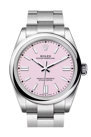 Rolex 134300-0013 Oyster Perpetual 41 PINK Dial SMOOTH Bezel STEEL OYSTER Bracelet