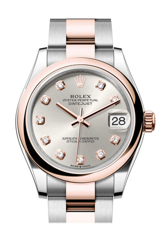 Rolex Datejust 31 Silver Diamond Roman 6 Dial Rose Gold Steel Ladies Watch 278241 278241-0015