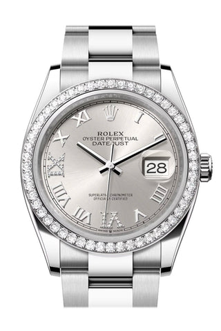 Rolex Datejust 36 Silver Roman Diamond Dial Bezel Watch 126284Rbr 126284Rbr-0022